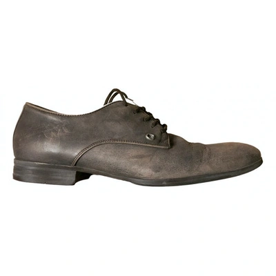 Pre-owned Guess Leather Lace Ups In Grey