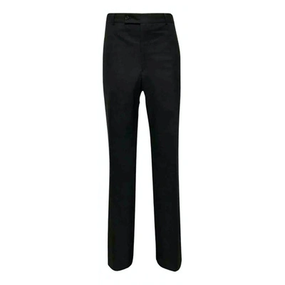 Pre-owned Aquascutum Wool Trousers In Navy