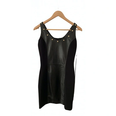 Pre-owned Versus Leather Mid-length Dress In Black