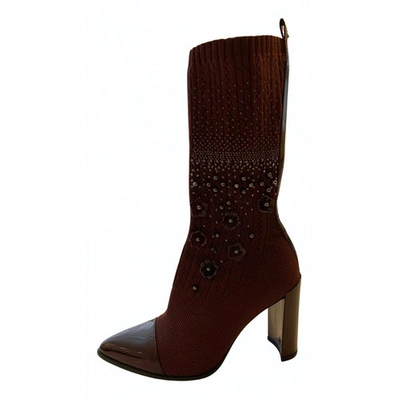 Pre-owned Stuart Weitzman Cloth Boots In Burgundy