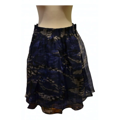 Pre-owned Armani Collezioni Silk Mid-length Skirt In Blue