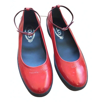 Pre-owned Tod's Patent Leather Ballet Flats In Red