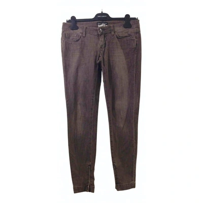 Pre-owned Dolce & Gabbana Brown Cotton - Elasthane Jeans