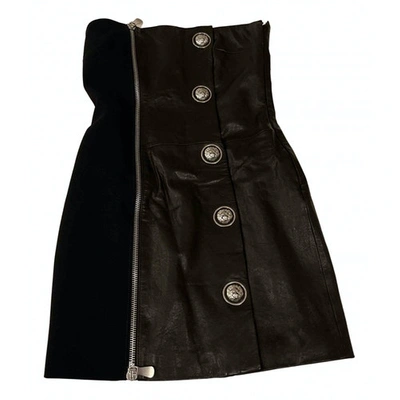 Pre-owned Versus Leather Mini Dress In Black