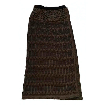 Pre-owned Valentino Fancy Fabric Maxi Skirt In Brown