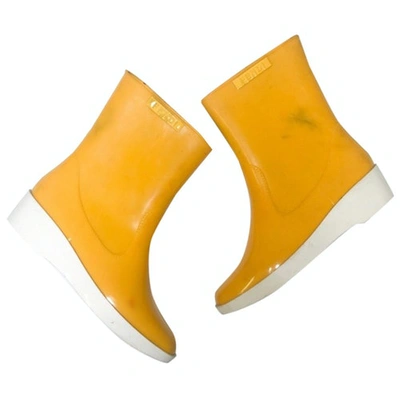 Pre-owned Fendi Ankle Boots In Yellow