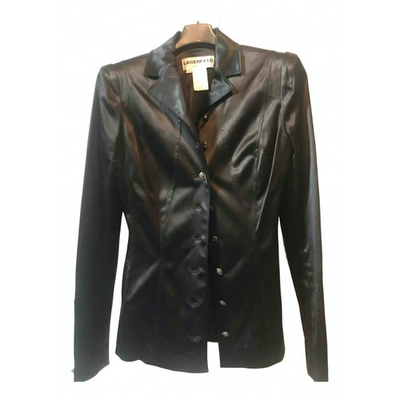 Pre-owned Karl Lagerfeld Silk Blazer In Black