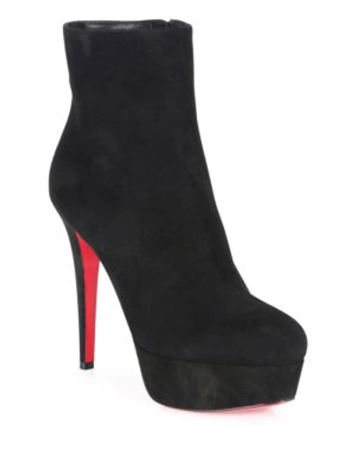 Christian Louboutin Bianca Suede Platform Red Sole Boot In Black