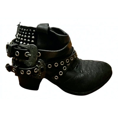 Pre-owned Elena Iachi Black Leather Ankle Boots