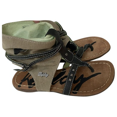 Pre-owned Replay Cloth Sandal In Green