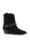 SAINT LAURENT SUEDE ANKLE BOOTS WITH STUDS AND BUCKLES,6306861NZLL1000