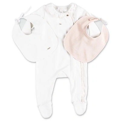 Chloé Babies' Romper With Ruches In White