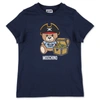 Moschino Blue Jersey T-shirt With Teddy Bear Print In Blu