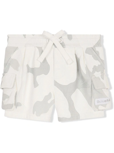 Dolce & Gabbana Babies' Camouflage Print Cargo Shorts In White