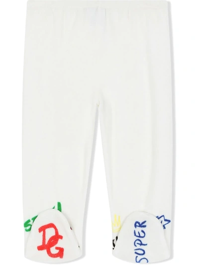 Dolce & Gabbana Babies' Logo-embroidered Leggings In White