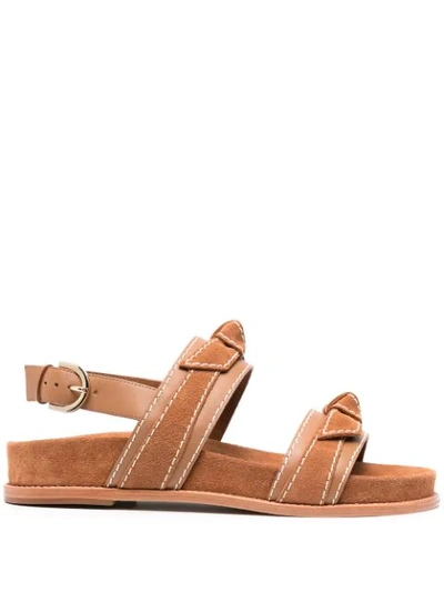 Alexandre Birman Clarita Sport Bow-embellished Suede And Leather Sandals In Cuoio