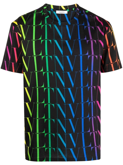 Valentino VLTN プリント Tシャツ Valentino Vltn Rainbow-logo Print T-shirt In Blue | ModeSens