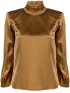 SAINT LAURENT ROLL-NECK SILK BLOUSE