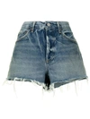 Agolde Parker Distressed High Waist Organic Cotton Denim Shorts In Blue
