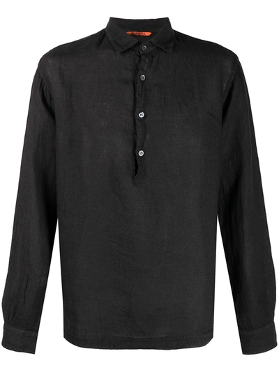 Barena Venezia Henley Linen Shirt In Black