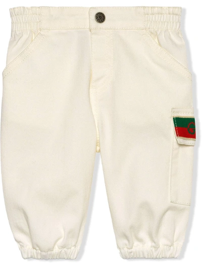 Gucci Babies' Jacquard Knit-logo Jeans In White