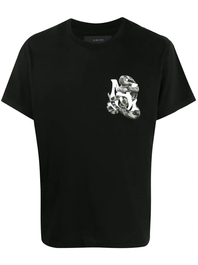 Amiri Snake Logo-print Cotton-jersey T-shirt In Black