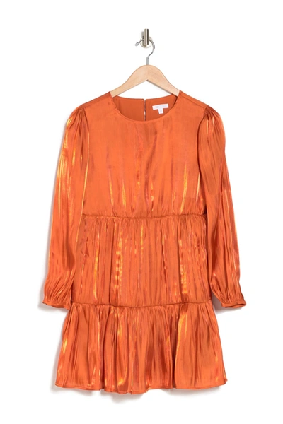 Abound Long Sleeve Tiered Dress In Rust Amber