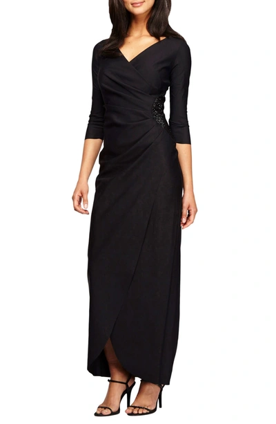 Alex Evenings Embellished Stretch Gown In Black