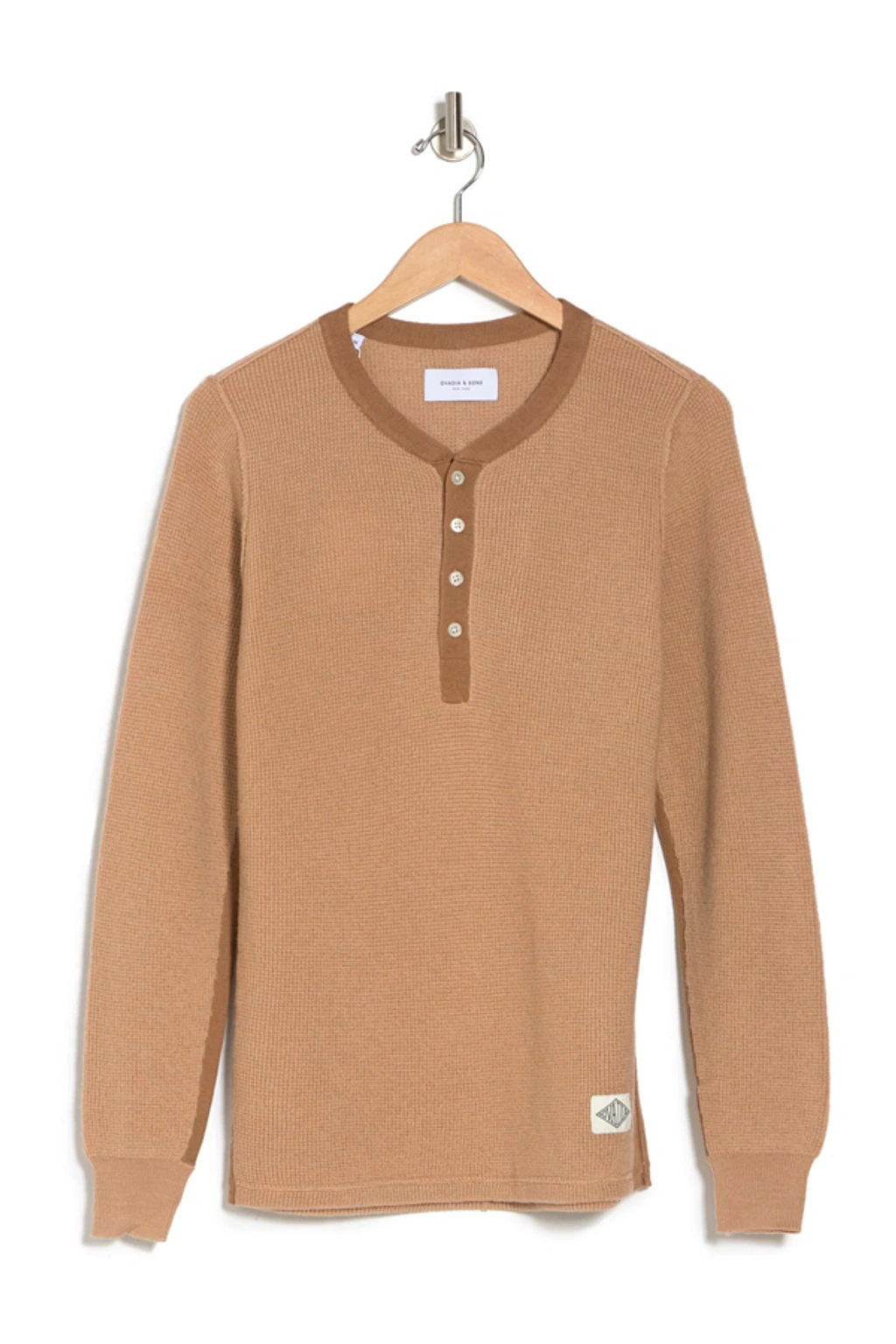 Ovadia And Sons Zack Waffle Knit Henley Sweater In Camel ModeSens