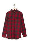 Burnside Plaid Flannel Shirt In Red/h.black