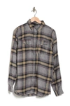 Burnside Plaid Flannel Shirt In Light Grey
