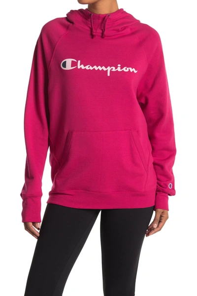 Champion Powerblend Plus Size Logo Hoodie In Deep Raspb