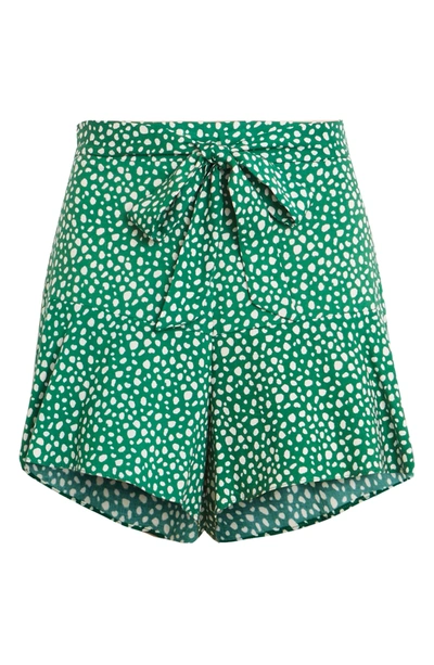 All In Favor Tie Waist Shorts In Green Crm