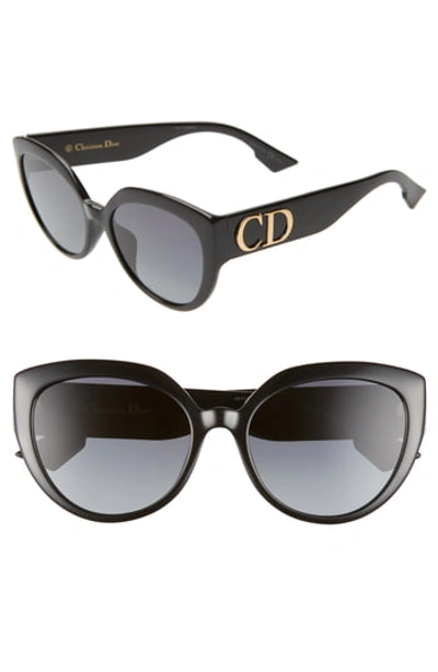 Dior 56mm Special Fit Cat Eye Sunglasses In Black | ModeSens display picture 3