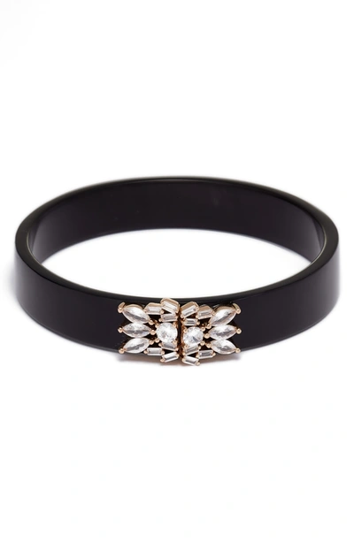 Akola Crystal Embellished Horn Bangle Bracelet In Black