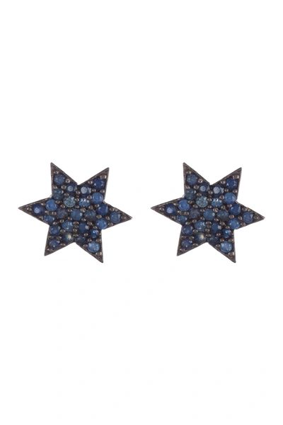 Forever Creations Usa Inc. Sterling Silver Blue Sapphire Star Stud Earrings