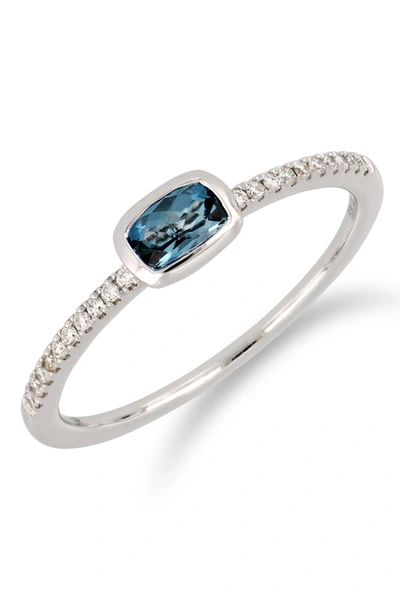 Bony Levy Iris 18k White Gold Pave Diamond London Blue Topaz Ring In 18kw