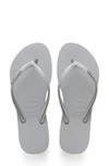 Havaianas Logo Flatform Flip Flops In Ice Grey