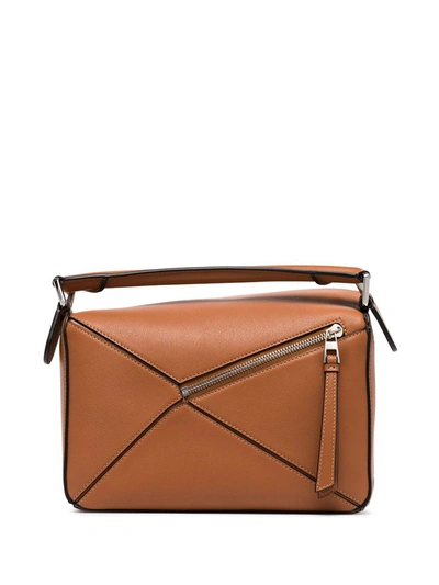 Loewe Puzzle Small Leather Handbag In Brown