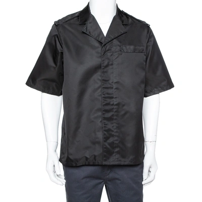 Pre-owned Prada Black Synthetic Safari Bowling Shirt Xl