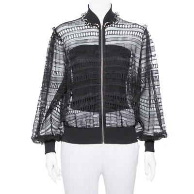 Pre-owned Alexander Mcqueen Black Lace Sheer Macrame` Jacket M
