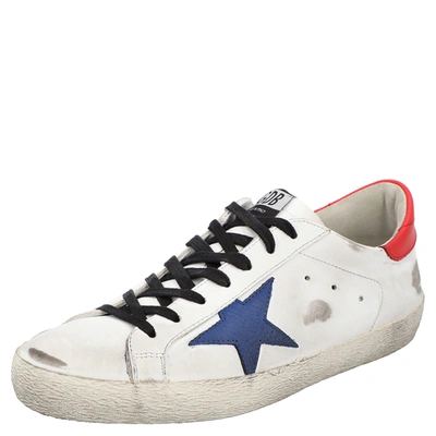 Pre-owned Golden Goose White/red/blue Superstar Low-top Sneakers Size Eu 44