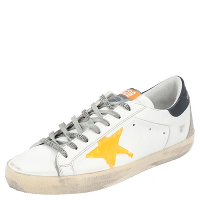Pre-owned Golden Goose White/yellow Superstar Low-top Sneakers Size Eu 44