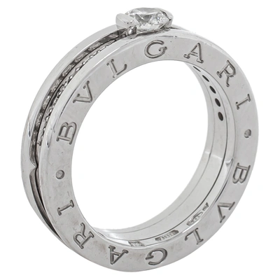 Pre-owned Bvlgari B.zero1 Diamond 18k White Gold Engagement Ring Size 54