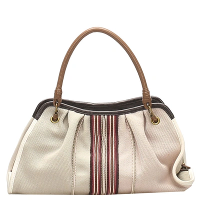 Pre-owned Bottega Veneta Beige Canvas Satchel