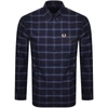 FRED PERRY FRED PERRY TONAL CHECK LONG SLEEVED SHIRT NAVY