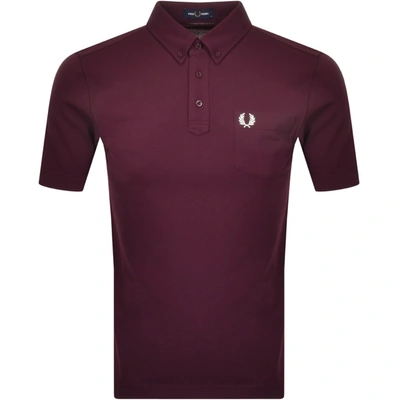 Fred Perry Button Down Collar Polo T Shirt Burgund In Burgandy