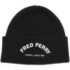 FRED PERRY FRED PERRY ARCH BRANDED BEANIE HAT BLACK