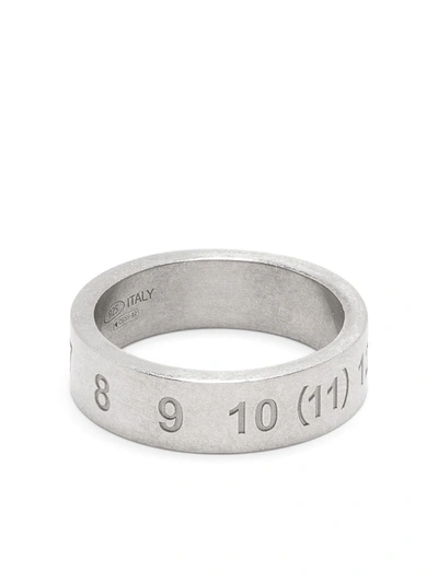 Maison Margiela Number Reference Engraved Ring In Silver