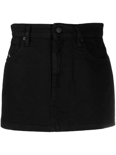 Diesel De-eisy Cotton Denim Mini Skirt In Black
